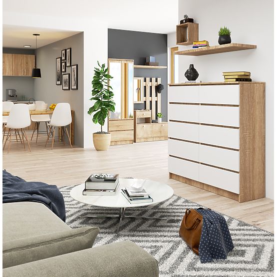 KOMMODE K120 10SZ CLP PK EICHE SONOMA / WEISS