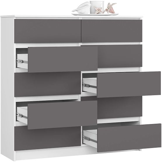 KOMMODE K120 10SZ CLP PK WEISS / GRAU