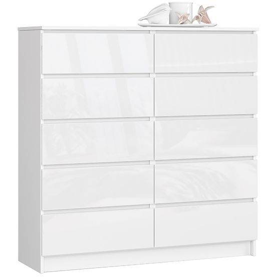 KOMMODE K120 10SZ CLP PK WEISS HOCHGLANZ