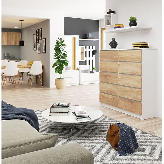 KOMMODE K120 10SZ CLP PK WEISS / SONOMA