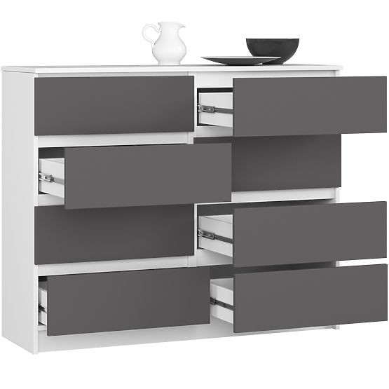 KOMMODE K120 8SZ PK WEISS / GRAU