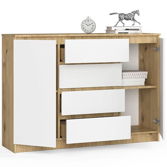 KOMMODE K140 2T 4SZ CLP PK EICHE ARTISAN / WEISS