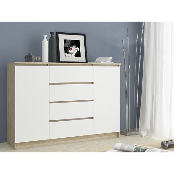 KOMMODE K140 2T 4SZ CLP PK EICHE SONOMA / WEISS