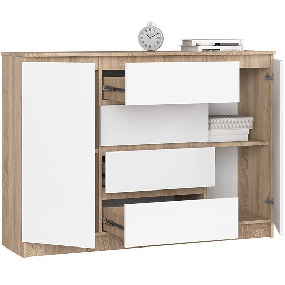 KOMMODE K140 2T 4SZ CLP PK EICHE SONOMA / WEISS