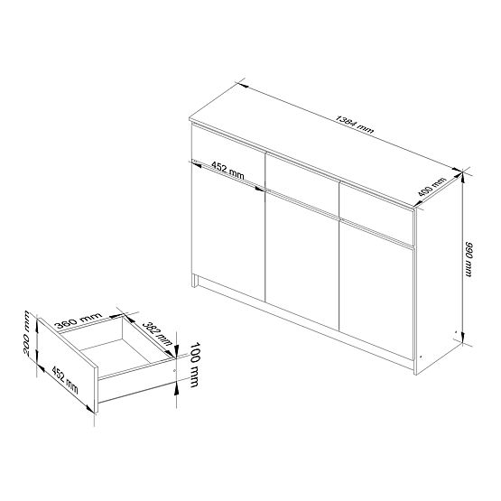 KOMMODE K140 3D 3SZ CLP PK EICHE SONOMA