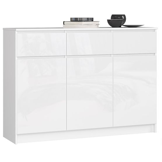KOMMODE K140 3D 3SZ CLP PK WEISS HOCHGLANZ