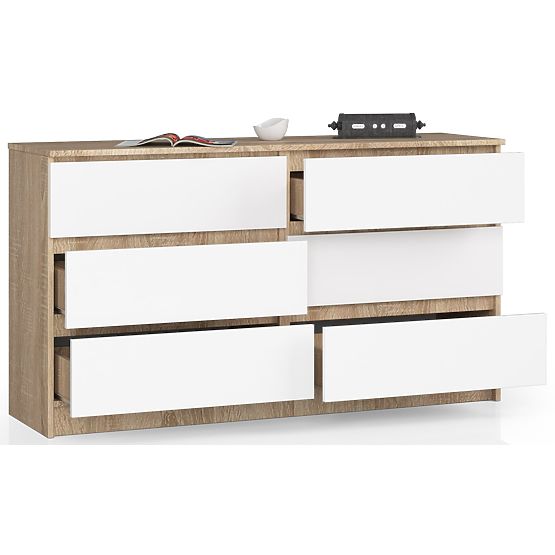 KOMMODE K140 6SZ CLP EICHE SONOMA / WEISS