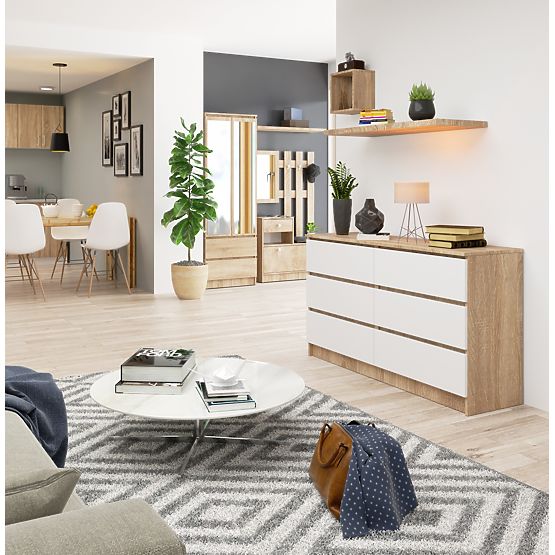 KOMMODE K140 6SZ CLP EICHE SONOMA / WEISS