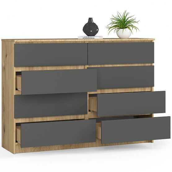 KOMMODE K140 8SZ CLP EICHE ARTISAN / GRAU