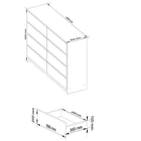 KOMMODE K140 8SZ CLP ERLE