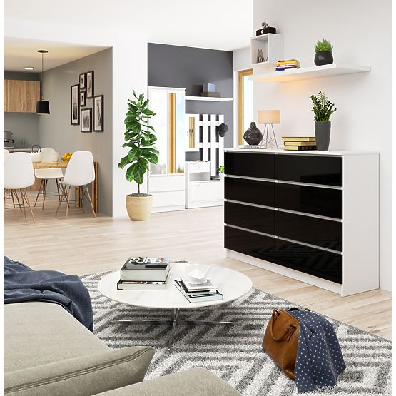 KOMMODE K140 8SZ CLP PK SCHWARZ HOCHGLANZ