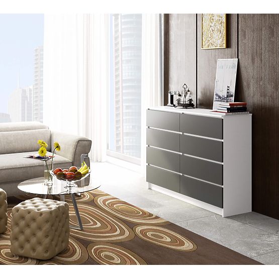 KOMMODE K140 8SZ CLP PK WEISS / GRAU