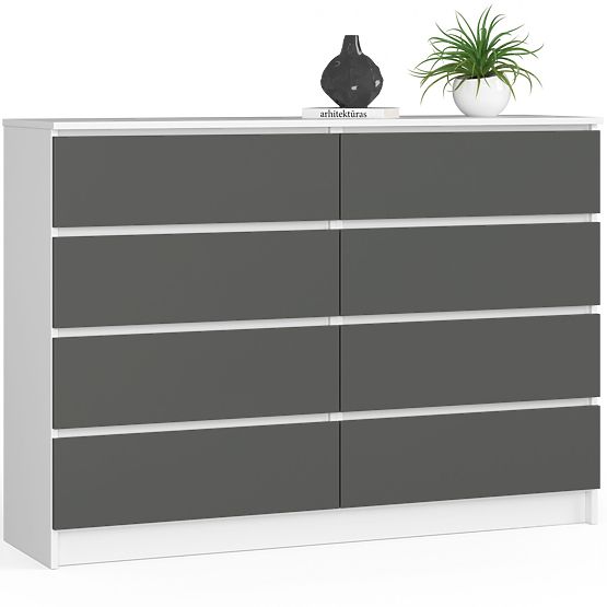 KOMMODE K140 8SZ CLP PK WEISS / GRAU