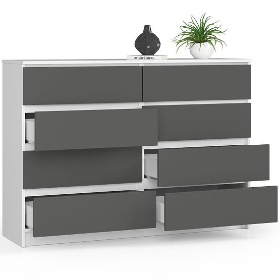 KOMMODE K140 8SZ CLP PK WEISS / GRAU