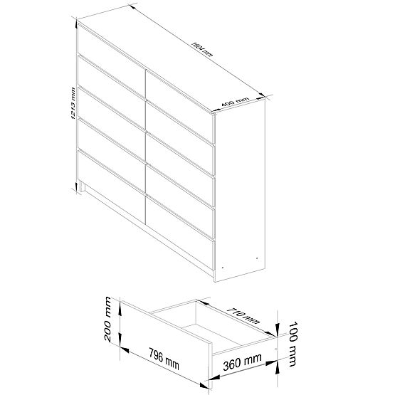KOMMODE K160 10SZ CLP ERLE
