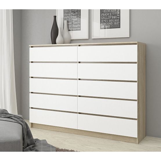 KOMMODE K160 10SZ CLP PK EICHE SONOMA / WEISS