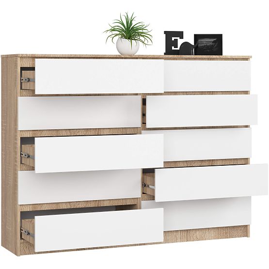 KOMMODE K160 10SZ CLP PK EICHE SONOMA / WEISS