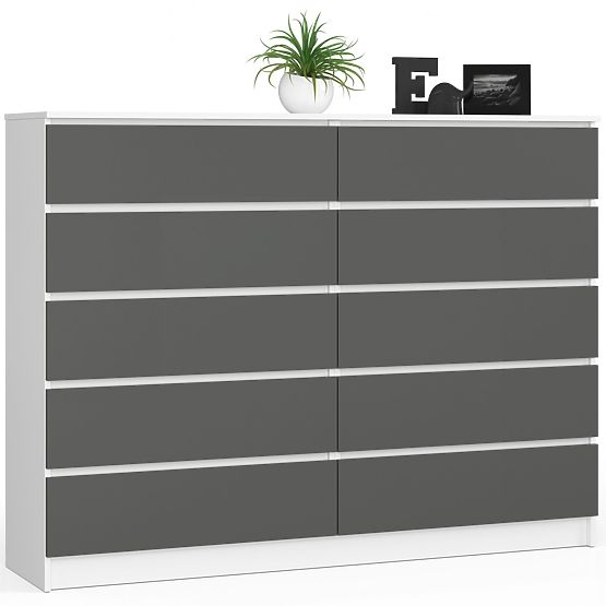 KOMMODE K160 10SZ CLP PK WEISS / GRAU