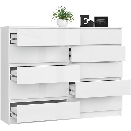 KOMMODE K160 10SZ CLP PK WEISS HOCHGLANZ