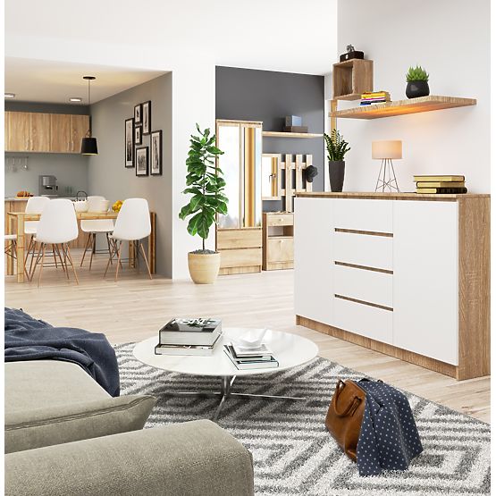 KOMMODE K160 2D 4SZ CLP PK EICHE SONOMA / WEISS