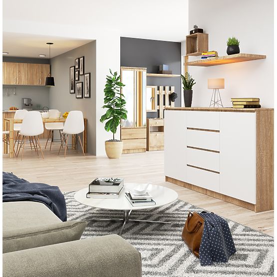KOMMODE K160 2D 4SZ CLP PK EICHE SONOMA / WEISS