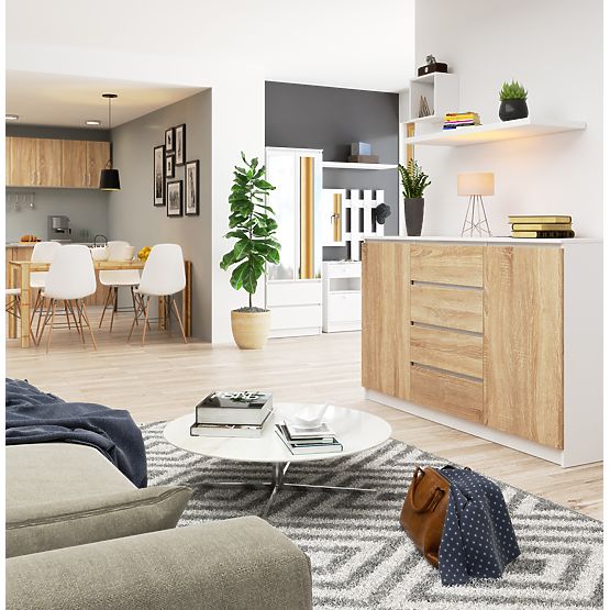 KOMMODE K160 2D 4SZ CLP PK WEISS / SONOMA