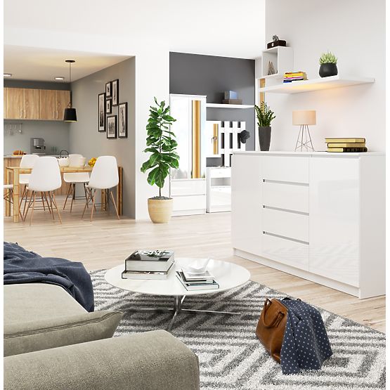 KOMMODE K160 2T 4S CLP PK WEISS HOCHGLANZ