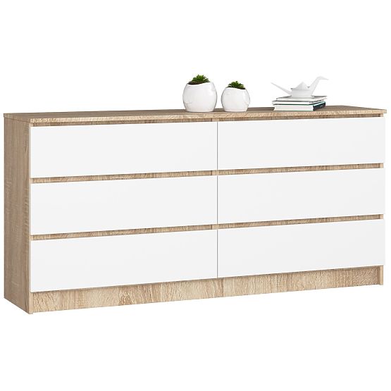 KOMMODE K160 6SZ CLP PK EICHE SONOMA / WEISS