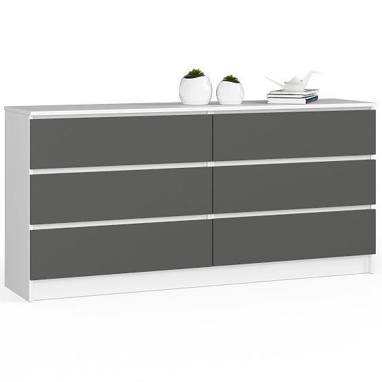 KOMMODE K160 6SZ CLP PK WEISS / GRAU