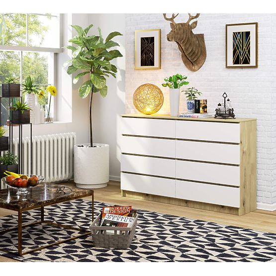 KOMMODE K160 8SZ CLP EICHE ARTISAN / WEISS