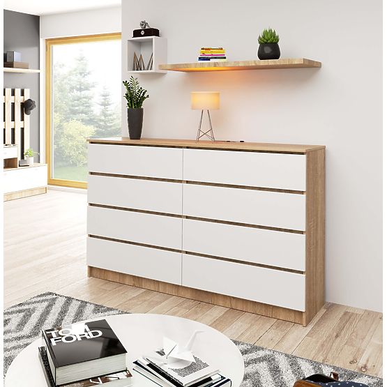 KOMMODE K160 8SZ CLP PK EICHE SONOMA / WEISS