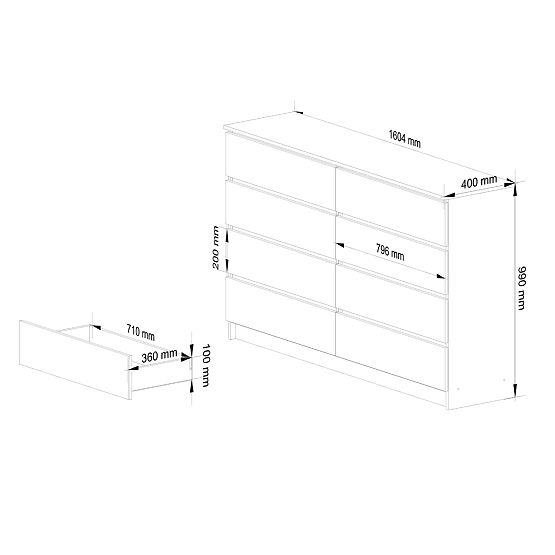 KOMMODE K160 8SZ CLP PK WEISS