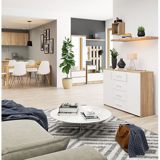 KOMMODE K45 PK EICHE SONOMA / WEISS