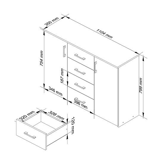 KOMMODE K45 PK WEIß GLANZ