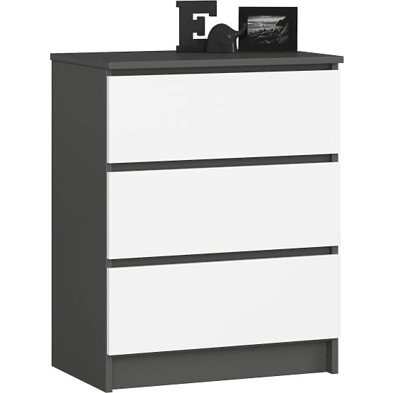 KOMMODE K60 3SZ CLP GRAFITGRAU / WEISS