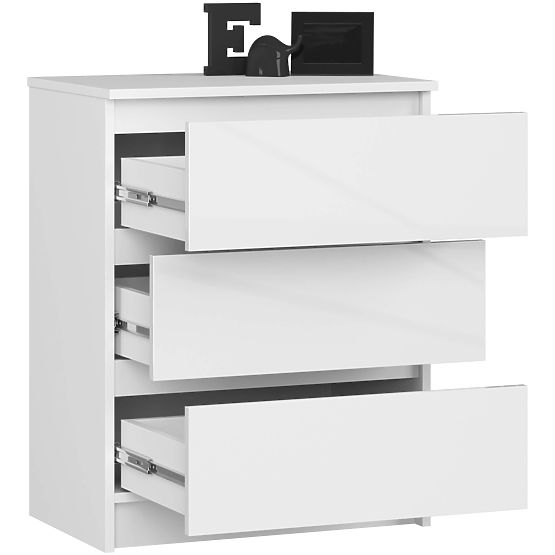 KOMMODE K60 3SZ CLP PK WEISS HOCHGLANZ