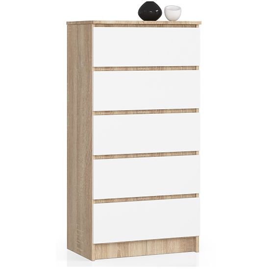KOMMODE K60 5SZ CLP PK EICHE SONOMA / WEISS