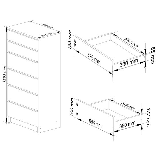 KOMMODE K60 6SZ CLP PK EICHE CRAFT