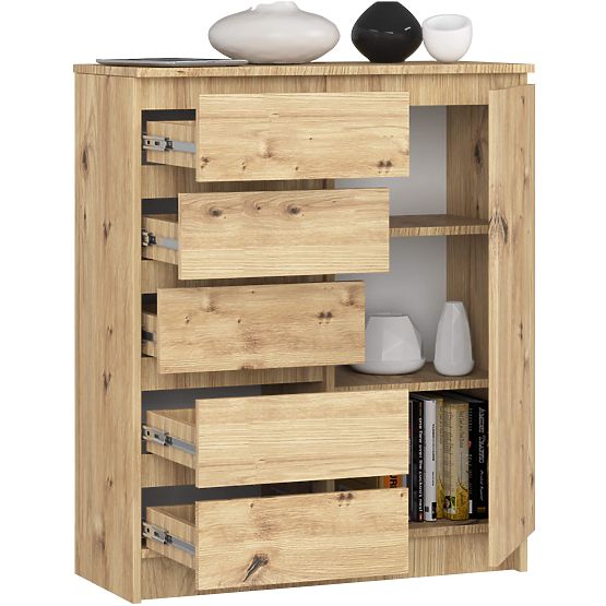 KOMMODE K80 1D 5SZ PK EICHE ARTISAN