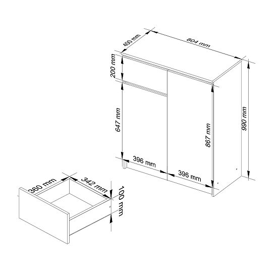 KOMMODE K80 2D 1SZ CLP PK EICHE SONOMA