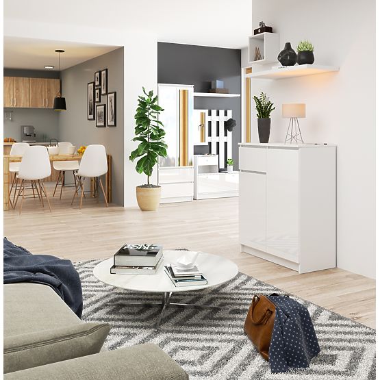 KOMMODE K80 2D 1SZ CLP PK WEISS HOCHGLANZ