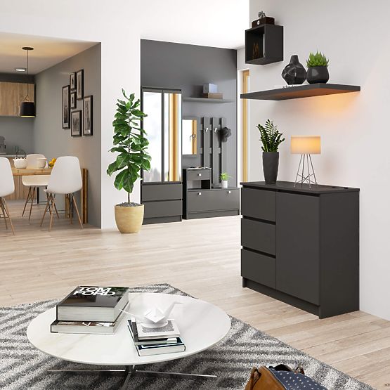 KOMMODE K80 JERRY 1T 3S PK GRAPHIT GRAU