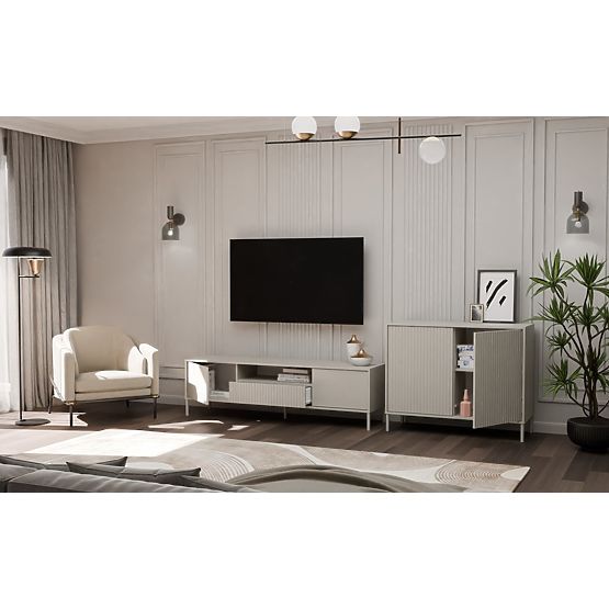 Kommode KAMARO 2D SLIM KASCHMIR Lamellen-Frontplatte