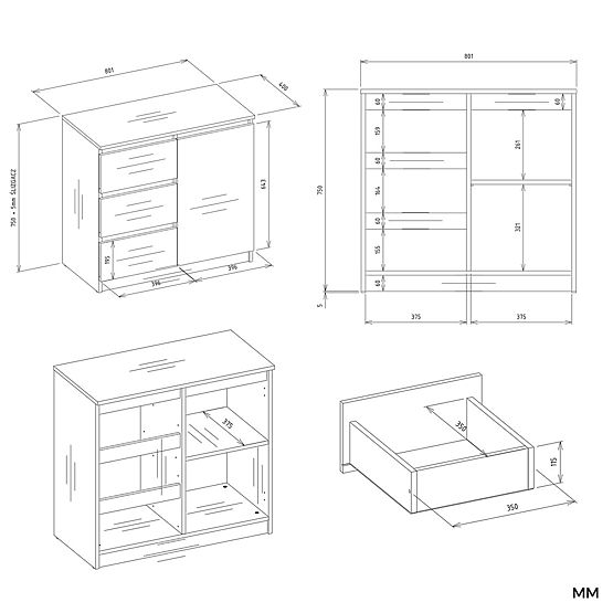 Kommode Malwa 1D3S KASCHMIR BEIGE