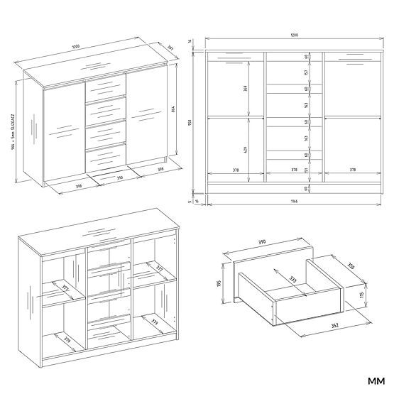 Kommode Malwa 2D4S 120 EICHE ARTISAN KASCHMIR BEIGE