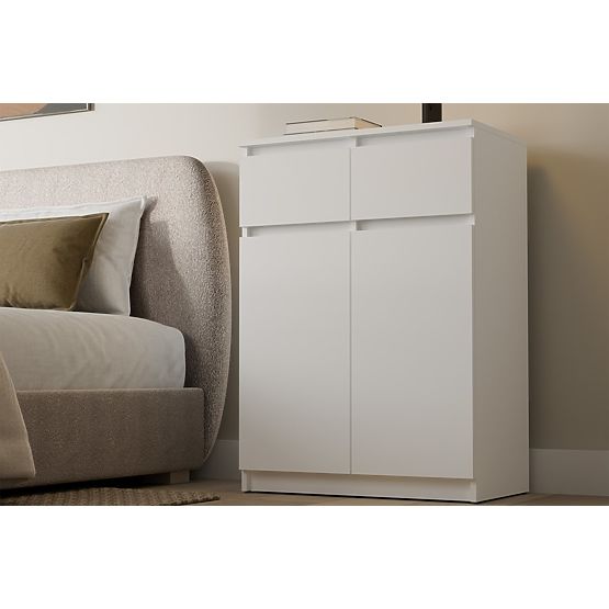 Kommode Malwa 2DD2S Schrank 2 Türen 2 Schubladen für Wohnzimmer WEISS