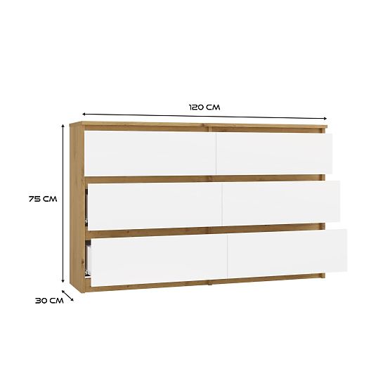 Kommode Malwa M6 120 EICHE ARTISAN WEISS
