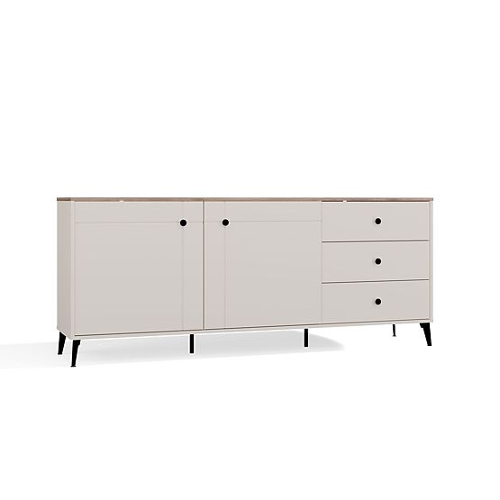 Kommode POINT 2D3S Kaschmir Beige Eiche Castello Schrank 3 Schubladen 2 Türen Wohnzimmer