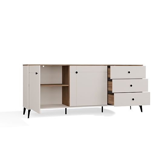Kommode POINT 2D3S Kaschmir Beige Eiche Castello Schrank 3 Schubladen 2 Türen Wohnzimmer