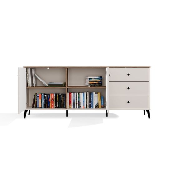 Kommode POINT 2D3S Kaschmir Beige Eiche Castello Schrank 3 Schubladen 2 Türen Wohnzimmer